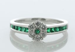 18ct White Gold Diamond And Emerald Flower Ring (E0.45) 0.30 Carats - Valued By AGI £4,950.00 -