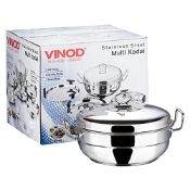 RRP £44.64 Vinod Stainless Steel 6 pcs Deluxe Multi Kadai with Idli