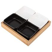 RRP £17.76 Ceramic Serving Platter with Dividers Black and White