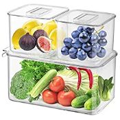RRP £16.74 Hossejoy Set of 3 Fridge Organizer Stackable Refrigerator