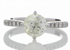 18ct White Gold Solitaire Diamond Ring With Stone Set Shoulders (1.15) 1.30 Carats - Valued By