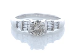 18ct White Gold Single Stone With Stone Set Shoulders Diamond Ring 0.84 Carats - Valued By GIE £6,