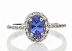 18ct White Gold Diamond And Tanzanite Halo Setting Ring 0.15 Carats - Valued By GIE £2,535.00 - A