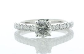 Platinum Single Stone Prong Set With Stone Set Shoulders Diamond Ring (0.89) 1.45 Carats - Valued By