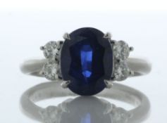 Platinum Oval Sapphire And Diamond Ring (S4.20) 0.36 Carats - Valued By IDI £34,570.00 - A deep blue