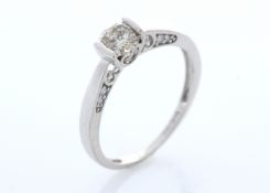 18ct White Gold Single Stone With Stone Set Shoulders Diamond Ring 0.60 Carats - Valued By GIE £9,