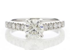 18ct White Gold Single Stone Diamond Ring With Stone Set Shoulders (1.02) 1.32 Carats - Valued By