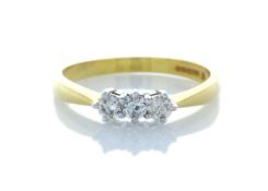 9ct Yellow Gold Three Stone Claw Set Diamond Ring 0.25 Carats - Valued By AGI £2,680.00 - Three