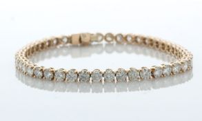 18ct Rose Gold Tennis Diamond Bracelet 10.01 Carats - Valued By IDI £43,530.00 - Forty six round