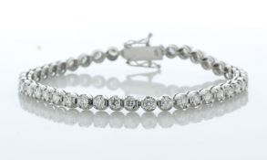 18ct White Gold Tennis Diamond Bracelet 3.72 Carats - Valued By IDI £27,650.00 - Forty two round