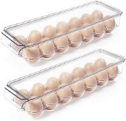RRP £18.97 HPYLIF H Fridge-Safe Plastic Egg Storage
