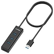 RRP £15.62 Unitek 4-Port USB 3.0 Hub Long Cable 1.2m with Micro USB Charging Port