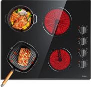 RRP £141.80 Ceramic Hob 4 Zones Electric Hob with Knobs Built in