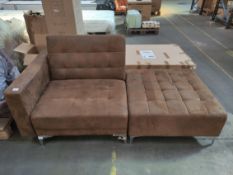 Brown Faux Leather Chaise Reclining Chair (Part Lot) RRP £220.00