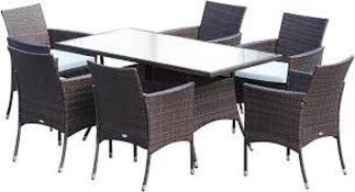 Outsunny Brown Rattan Table With Glass Top RRP £100.00