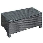 Outsunny Grey Rattan Low Table With Glass Top RRP £90.00