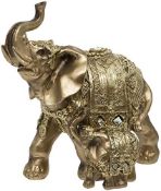RRP £7.29 Maturi Gold Coloured Elephant and Calf with Glitter and Diamante Detailing