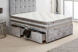 Beige Crushed Velvet Divan Kingsize BedBase RRP £299.00