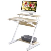 RRP £89.32 FITUEYES Computer Desk with Monitor Riser Wood White