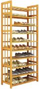 RRP £78.11 Hilier Natural Bamboo Wooden Shoe Rack (10-Tier)