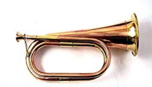 RRP £27.35 Handmade Full Size Pure Brass Bugle To Play Brown