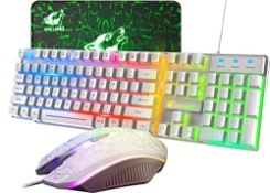 RRP £26.79 UK Layout Wired Gaming Keyboard Mouse & Mice & Pad Set