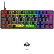 RRP £33.49 60% Compact 62 Keys UK Layout Wired Mechanical Keyboard