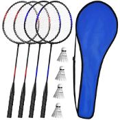 RRP £33.26 KH 2-4 Player Badminton Rackets Set for Adults Kids