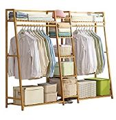 RRP £106.07 Hilier Modern Minimalist Wooden Clothes Rail Stand (Bamboo)