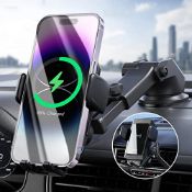RRP £38.87 Alxum Wireless Car Charger Mount with Electromagnetic Sense