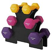 RRP £39.07 SONGMICS Hex Dumbbells Set with Stand
