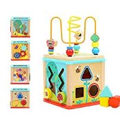 RRP £22.04 TOP BRIGHT Wooden Shape Sorter Activity Cube Toys for 1 Year Old Baby