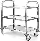 RRP £130.64 uyoyous Large Serving Trolley 3 Tier Stainless Steel Utility Service Cart