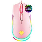 RRP £8.92 RGB Pink Gaming Mouse Wired USB Gaming Mouse