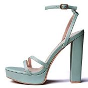 RRP £48.24 GENSHUO Womens Platform High Heel Sandals Fashion Ankle