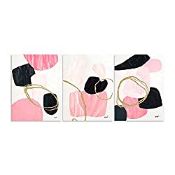 RRP £35.72 Pink Wall Art Room Decor: Set of 3 Black White Pink