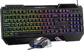 RRP £16.08 Wired USB Gaming Keyboard and Mouse Sets UK Layout