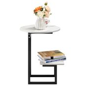 RRP £23.44 HollyHOME 40 cm Round End Table with Opeb Stoage Shelves