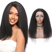 RRP £100.39 Kinky Straight Curly Human Hair Wigs Middle Part 13x4x1