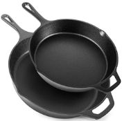 RRP £37.95 nuovva 2pcs Cast Iron Skillet Set Pre Seasoned