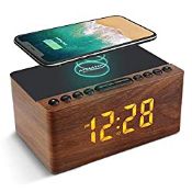 RRP £37.95 ANJANK Bedside Wooden FM Radio Alarm Clock