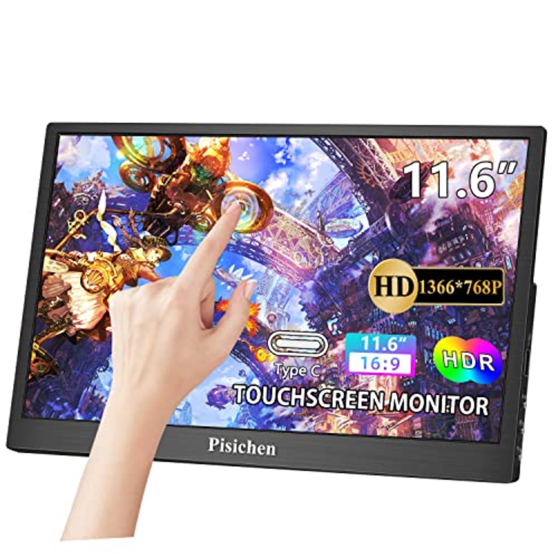 RRP £96.02 Pisichen Touchscreen Portable Monitor 11.6 Inch HD