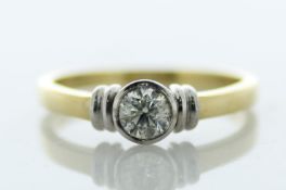 18ct Yellow Gold Single Stone Rub Over Set Diamond Ring 0.40 Carats - Valued By IDI £3,735.00 - A