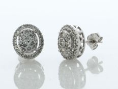 10ct White Gold Oval Cluster Claw Set Diamond Earring 0.50 Carats - Valued By IDI £2,995.00 - A