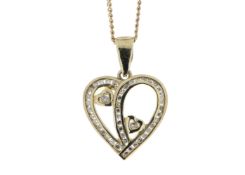 9ct Yellow Gold Heart Pendant Set With Diamonds 0.23 Carats - Valued By GIE £1,970.00 - Forty five