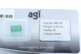 Loose Emerald Cut Emerald 2.36 Carats - Valued By AGI £7,080.00 - Colour-Green, Clarity-SI,