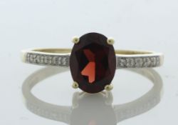 9ct Yellow Gold Diamond And Garnet Ring (G1.47) 0.04 Carats - Valued By IDI £1,430.00 - An oval