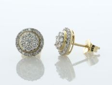 14ct Gold Round Cluster Claw Set Diamond Earring 0.50 Carats - Valued By IDI £3,250.00 - These