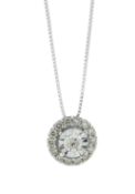 10ct White Gold Diamond Cluster Pendant And Chain 0.30 Carats - Valued By IDI £2,650.00 - A round