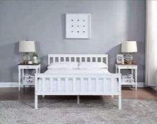 RRP £122.26 Home Treats White Wooden Pine Shaker Bed| Solid Wood